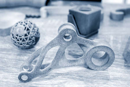 Different Abstract objects printed on powder 3D printer. Multi Jet Fusion MJF.の写真素材