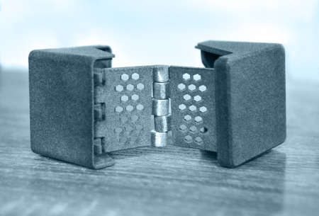 Gray abstract model object printed on 3d printer from powder close-up.の写真素材