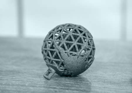Gray object printed on powder 3D printer. Multi Jet Fusion MJF Powder 3D printerの写真素材
