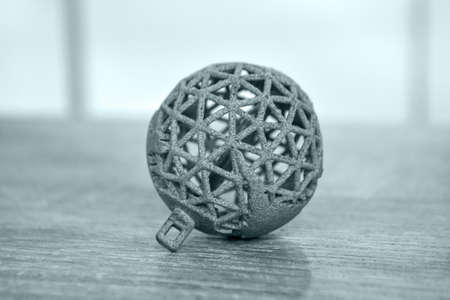 Gray abstract model object printed on 3d printer from powder close-up.の写真素材