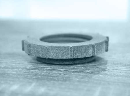 Gray abstract model printed on 3d printer from powder on background.の写真素材