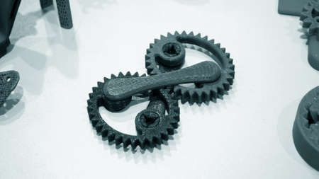 Abstract models printed by 3d printer close-up.の写真素材
