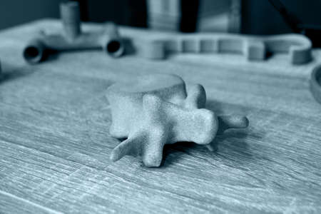 Prototype of human heart and art objects printed on 3d printer.