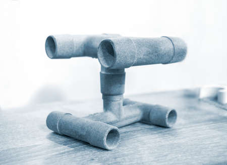 Gray pipe details printed on powder industrial 3D printer.の写真素材