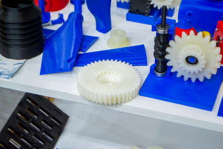 Objects printed on 3D printer from plastic close-up. New 3D printing technology.の写真素材