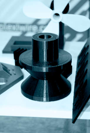 Objects printed on 3D printer from plastic close-up. New 3D printing technology.の写真素材
