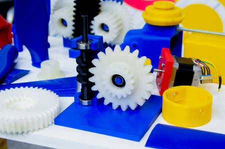 Objects printed on 3D printer from plastic close-up. New 3D printing technology.の写真素材