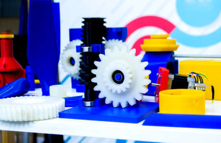 Objects printed on 3D printer from plastic close-up. New 3D printing technology.の写真素材