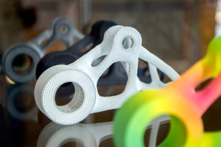 Abstract object printed on powder 3D printer. Multi Jet Fusion MJF.