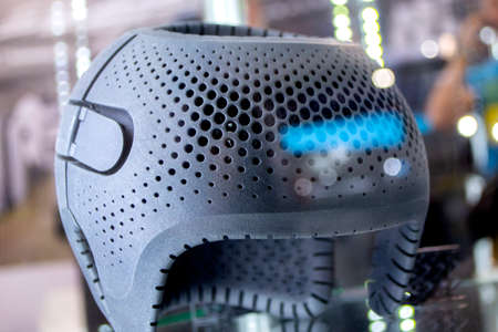 Black orthopedic plastic prosthesis printed on powder 3D printer for headの写真素材