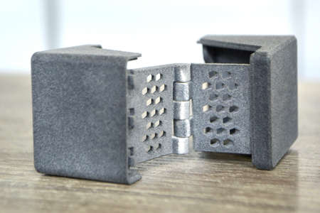 Gray abstract model object printed on 3d printer from powder close-up.の写真素材