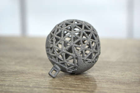 Gray object printed on powder 3D printer. Multi Jet Fusion MJF. Powderの写真素材