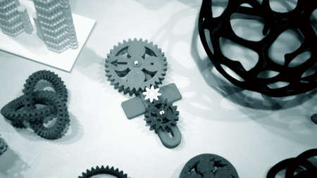 Abstract models printed by 3d printer close-up.の写真素材