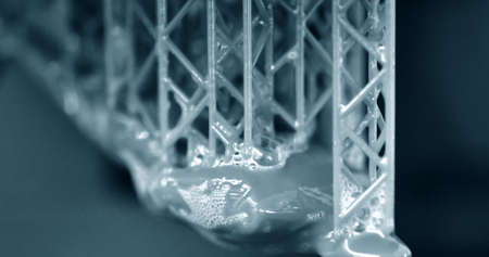 Stereolithography DPL 3d printer create detail and liquid drips,の写真素材