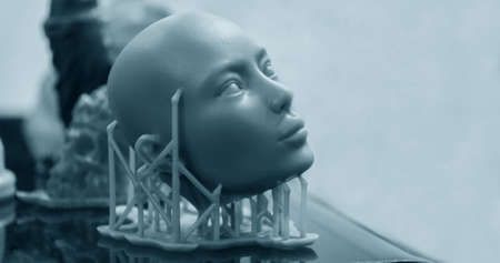 Objects photopolymer printed on stereolithography 3D printer,の写真素材