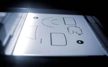 Powder industrial 3D printer printing three-dimensional volumetric modelsの写真素材