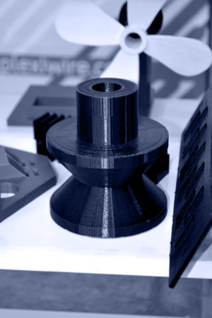 Objects printed on 3D printer from plastic close-up. New 3D printing technology.の写真素材