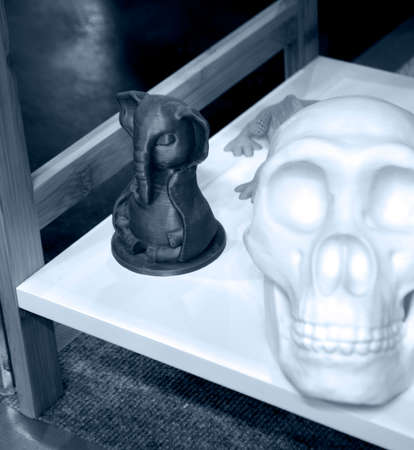 Objects printed on 3D printer from plastic close-up. New 3D printing technology.の写真素材
