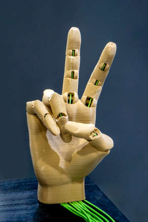Objects printed on 3d printer made of white plastic close-up.の写真素材
