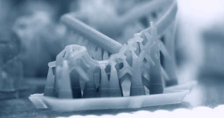 Stereolithography 3D printer, technology of liquid photopolymerizationの写真素材