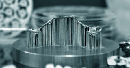 Object with supports created on a laser sintering machine on the workの写真素材