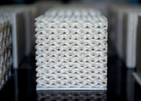White models prototypes printed on a 3D printer from plastic close-upの写真素材