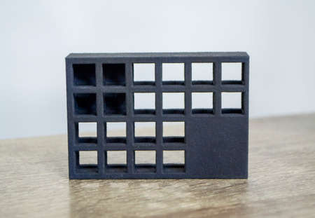 One model printed on 3D printer. Gray object printed on 3D printer made plasticの写真素材