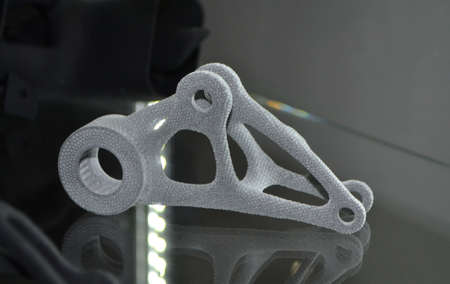One model black printed on 3D printer. Black object printed on 3D printerの写真素材