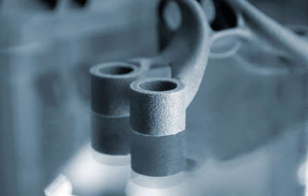 One model black printed on 3D printer. Black object printed on 3D printerの写真素材