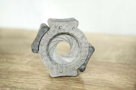 One gray model camera shutter printed on 3D printer Object printed on 3D printerの写真素材
