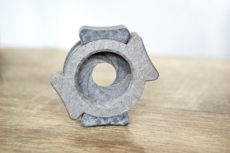 One gray model camera shutter printed on 3D printer Object printed on 3D printerの写真素材