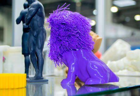 Model printed on 3D printer. Object printed on 3D printer made of plastic close-up. Prototype of shape made by 3d printer. 3D printed model. Concept new modern printing technologyの写真素材