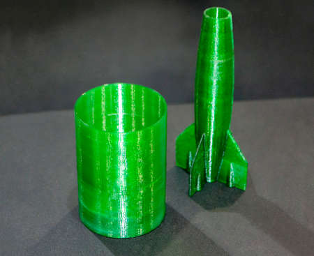 Object prototype printed on 3d printer from plastic filament close-up. Modern new prototyping technology. Additive automation manufacturing Fused deposition modeling. 3D printing technologyの写真素材