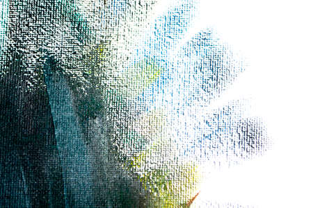 Dark green brush strokes oil paints on white paper. Isolated white background. Abstract art creative background. Space for text. Artist texture smears line painted brush acrylic close-up. Copy spaceの写真素材