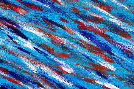 Creative background of colorful brush strokes on canvas close up. Abstract art background from smeared brush strokes of blue, red, white colors macro. Drawing, painting paints texture surface backdropの写真素材