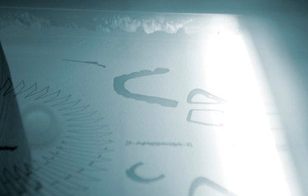 3D printer printing process. High-speed printing of an object on a 3D printer from powder close-up. Creation of a three-dimensional volumetric model on a 3D printer. MJF printing additive technology.の写真素材