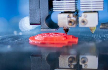 3d printer printing a model close-up. The process of printing a model on a 3D printer made of plastic.の写真素材