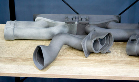 Parts objects from polyamide powder printed on 3D printer. Technology Multi Jet Fusion MJF....