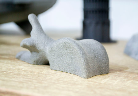 Prototype model of human vertebra 3D printed from polyamide powder. Technology Multi Jet Fusion MJF....