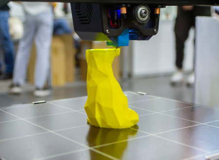 3D printer prints an object. The process of printing model on 3D printer. Model printed on 3D...
