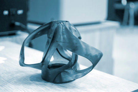 3D printed object from resin polymerization. Parts created on 3D printer from hardened resin....