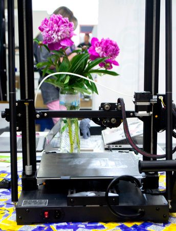 3D printer. Blank Empty 3D printer. 3D printer not working. Blank clean 3D printer desktop without...