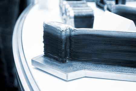 3d printed metal model close-up. Model printed on a 3D printer made of metal. Three-dimensional...