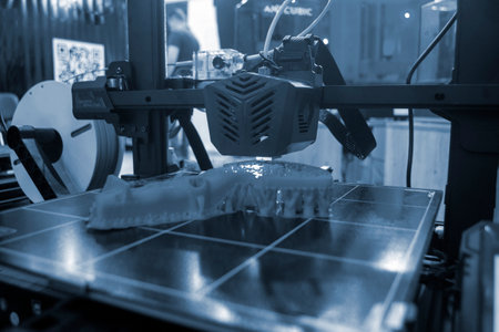 3D printer close up. Working 3D printer close-up. The process of printing on a 3D printer. 3D...