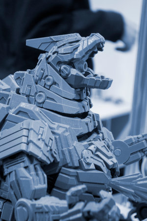 Detail element robot toy created on 3D printer. Art object printed on 3D printer. Modern new innovative technology. High-precision 3D printing technologies. Creation of three-dimensional models.の写真素材