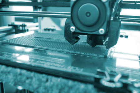 3D printer close up. Working 3D printer close-up. The process of printing on a 3D printer. 3D...