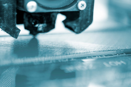 3D printer close up. Working 3D printer close-up. The process of printing on a 3D printer. 3D...