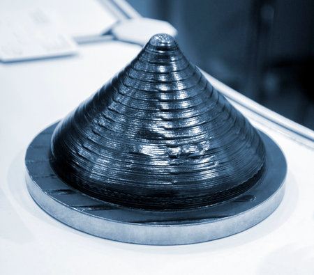 Object printed by 3D printer from metal. Additive manufacturing solution. Object created on...