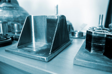 Object printed by 3D printer from metal. Additive manufacturing solution. Object created on 3Dprinter from melting metal thread. 3D Metal Printing. Metal additive manufacturingの写真素材