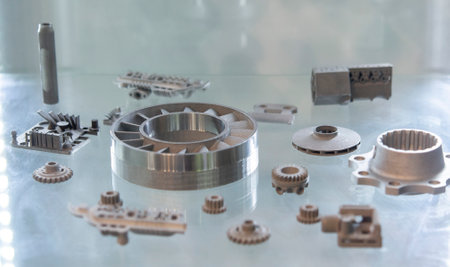 Object printed on 3D printer from metal powder using Metal Jet technology. High detailed detailing...